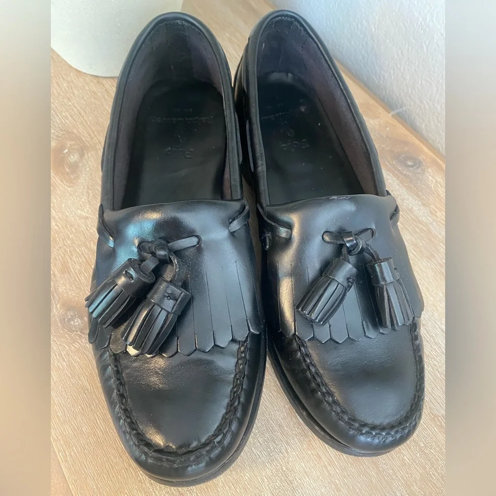 Vintage Polo by Ralph Lauren Black Leather Tassel Loafers Size 8